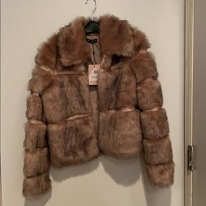 Missguided Faux Fur Coat in Brown